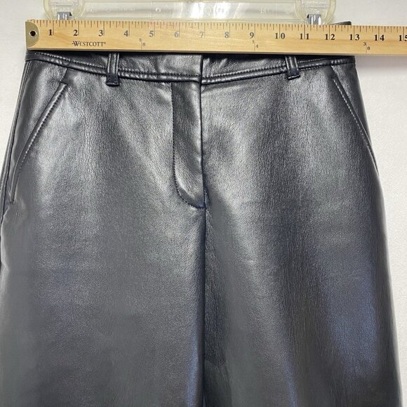 Aritzia Babaton Vegan Leather Command Cropped Pants Women Size 0 Black Mid-Rise - Picture 6 of 15